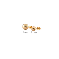 10K Yellow Gold Faceted Ball Stud Earrings