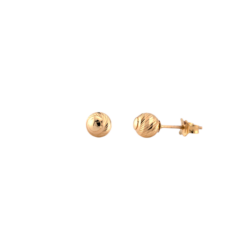 10K Yellow Gold Faceted Ball Stud Earrings