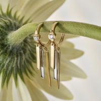 10K Gold Huggie Earrings with Dangle Charms