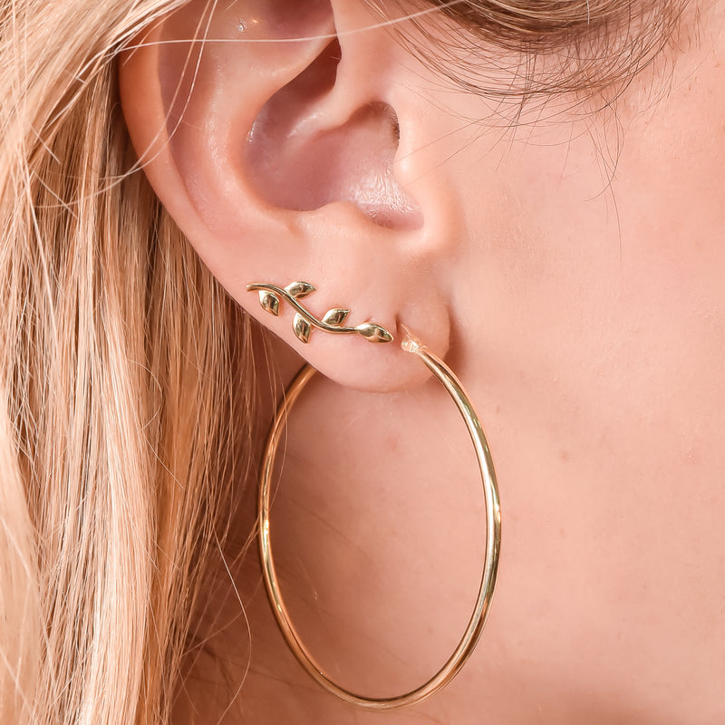 10K Yellow Gold Large Tube Hoop Earrings