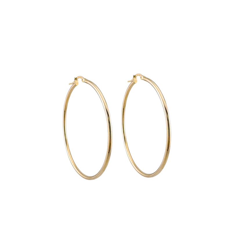 10K Yellow Gold Large Tube Hoop Earrings