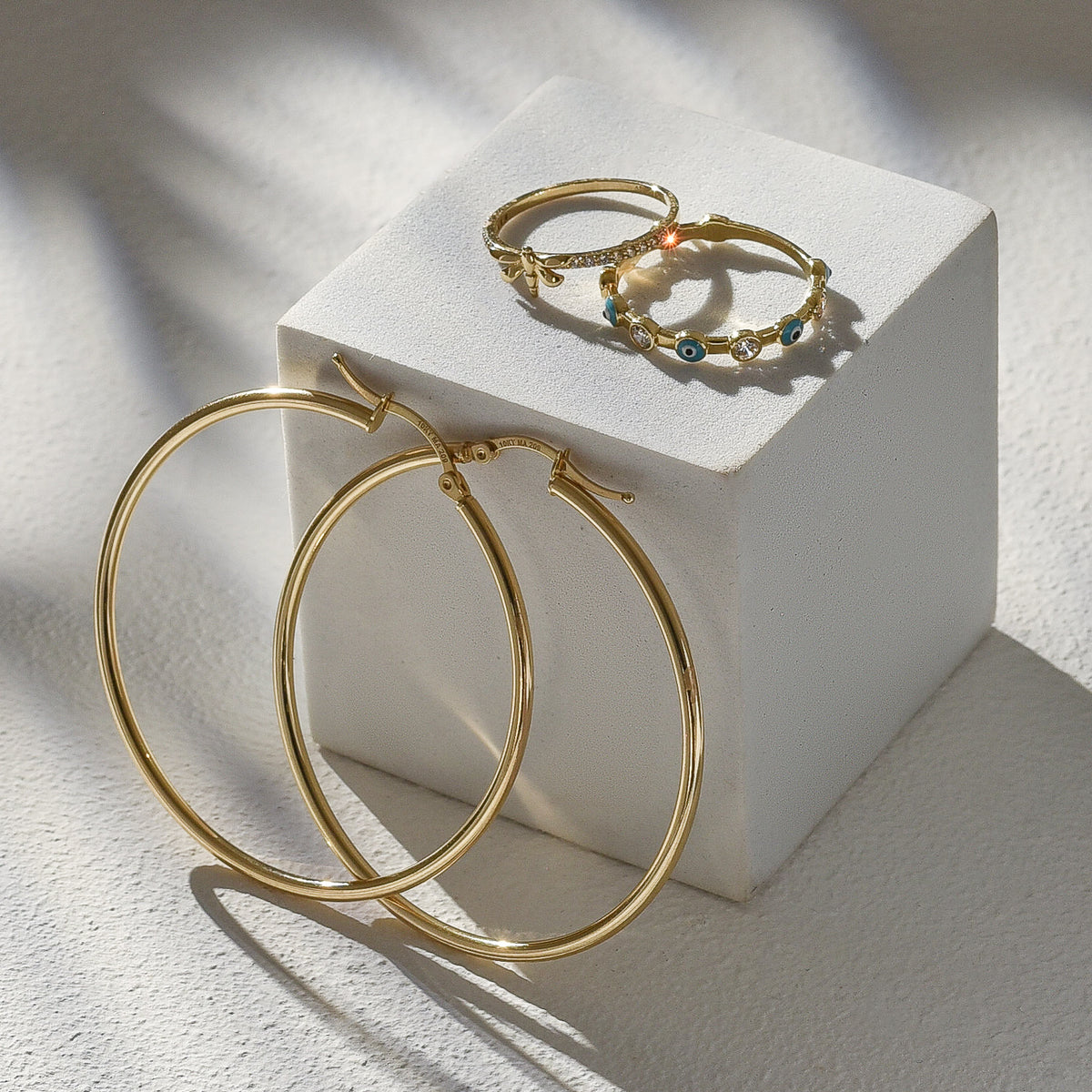 10K Yellow Gold Large Tube Hoop Earrings