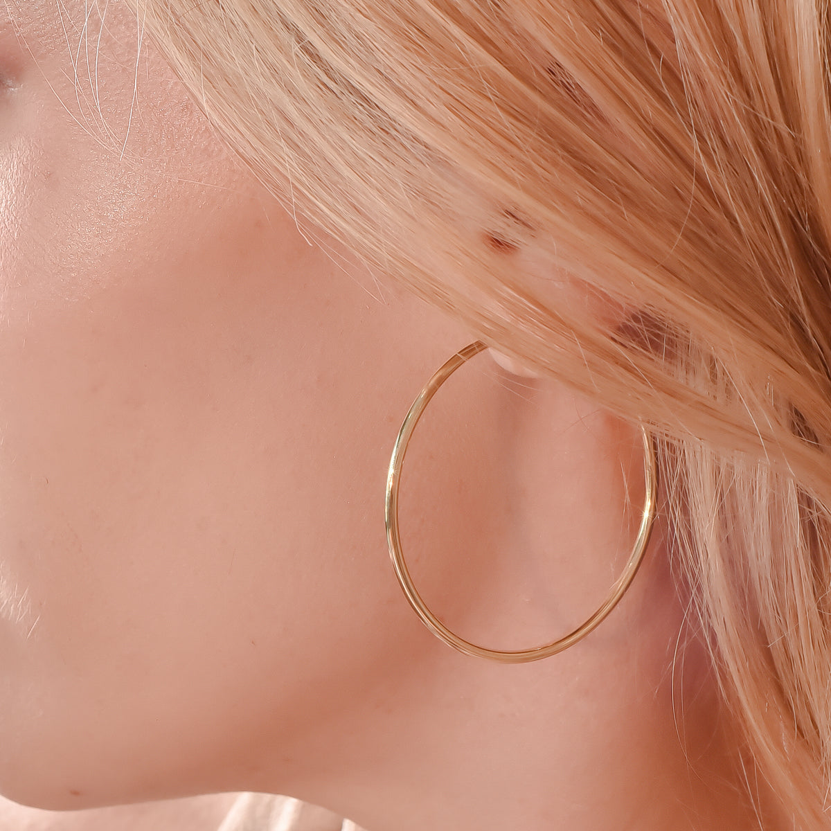 10K Yellow Gold Large Tube Hoop Earrings