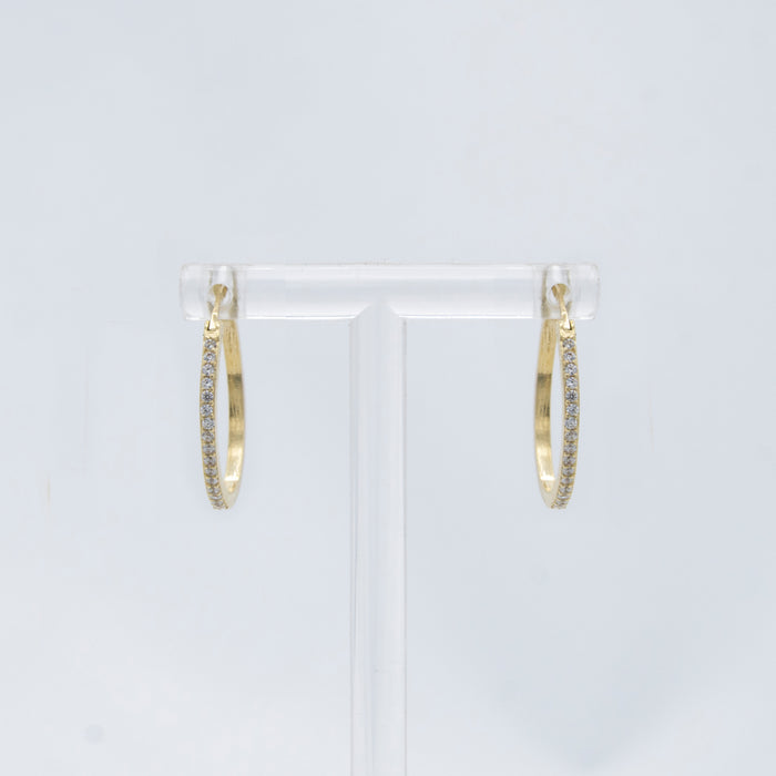 White Zirconia Hoop Earrings in 10k Gold