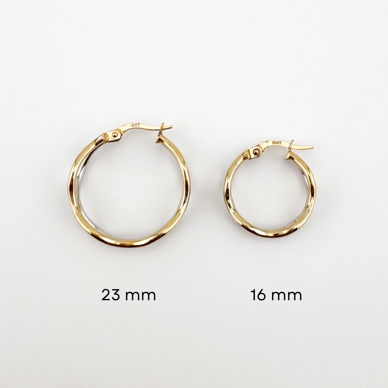 Infinity Double Hoop Earrings in White and Yellow 10k Gold