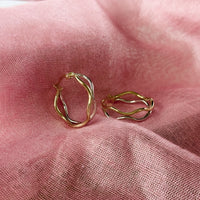 Infinity Double Hoop Earrings in White and Yellow 10k Gold