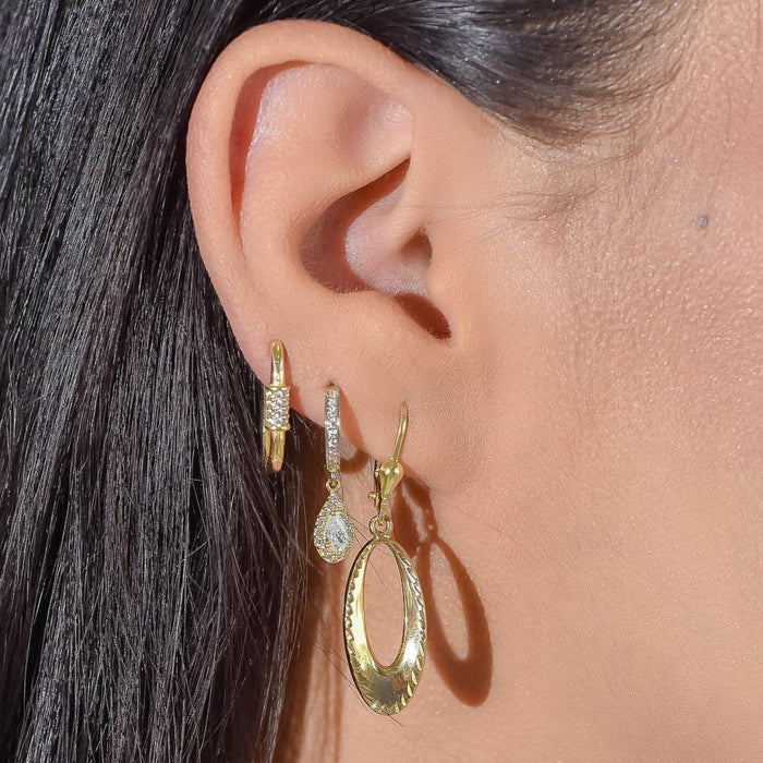 Oval Dangle Earrings in 10k Gold