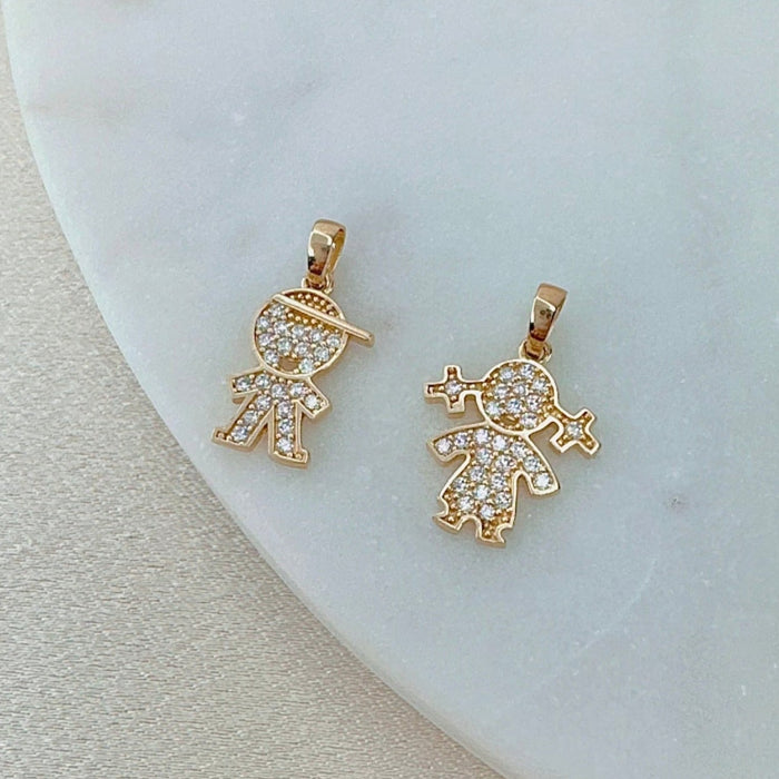 Little Girl Pave Charm in 10K Gold