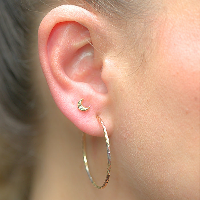 Diamond Cut Hoop Earrings in 10K Tricolor Gold