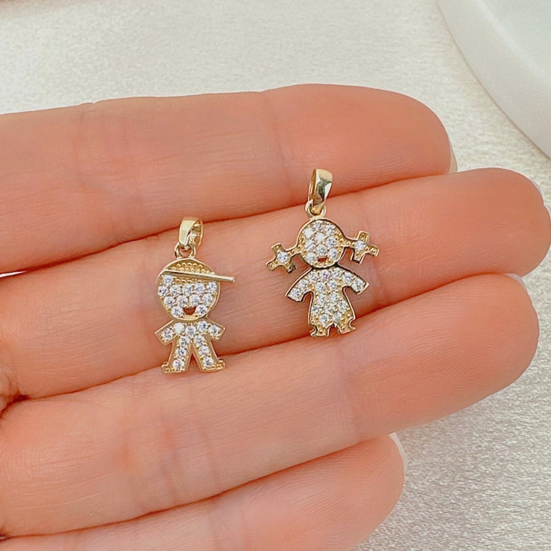 Little Girl Pave Charm in 10K Gold