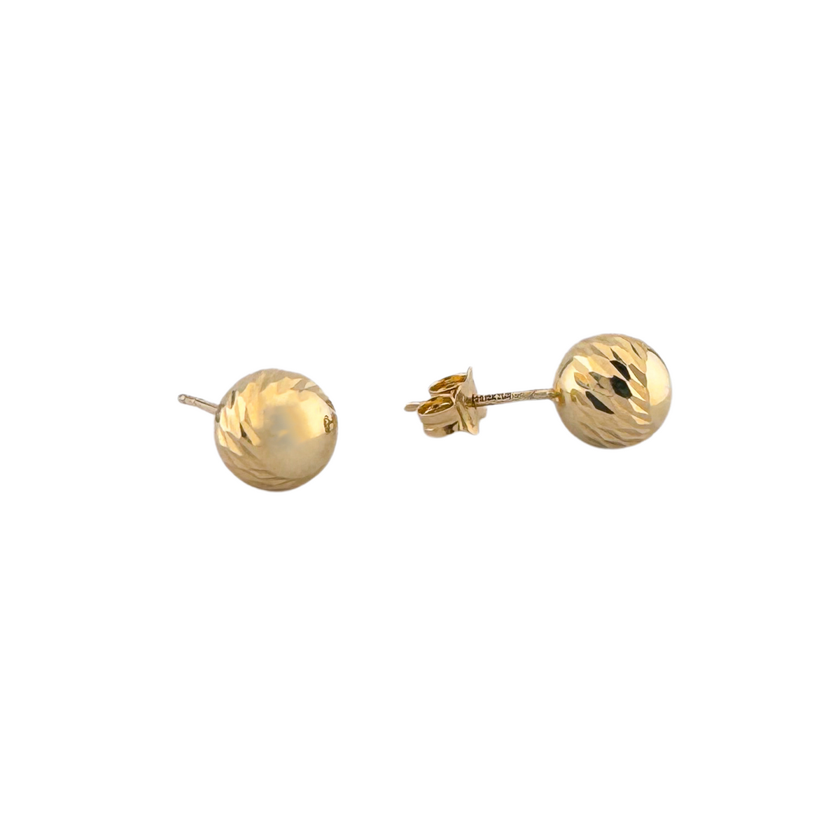 ◇MIDNIGHT MOMENT.◇ symmetry ball earring gold 10K Yellow Gold Faceted Ball Stud Earrings – Feeling Gold