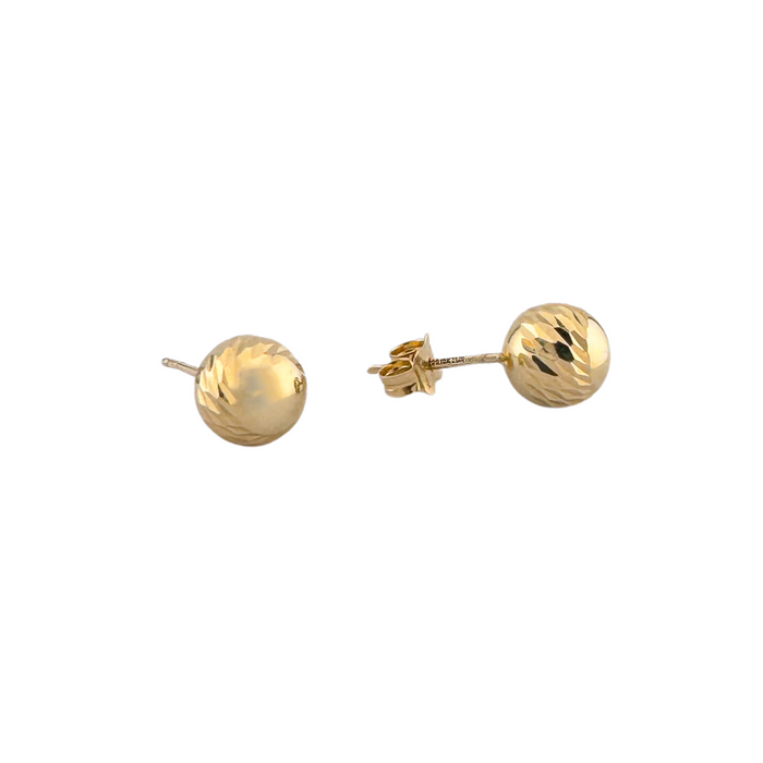 10K Yellow Gold Faceted Ball Stud Earrings