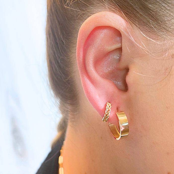 Flat Dome Hoops in 10k Gold