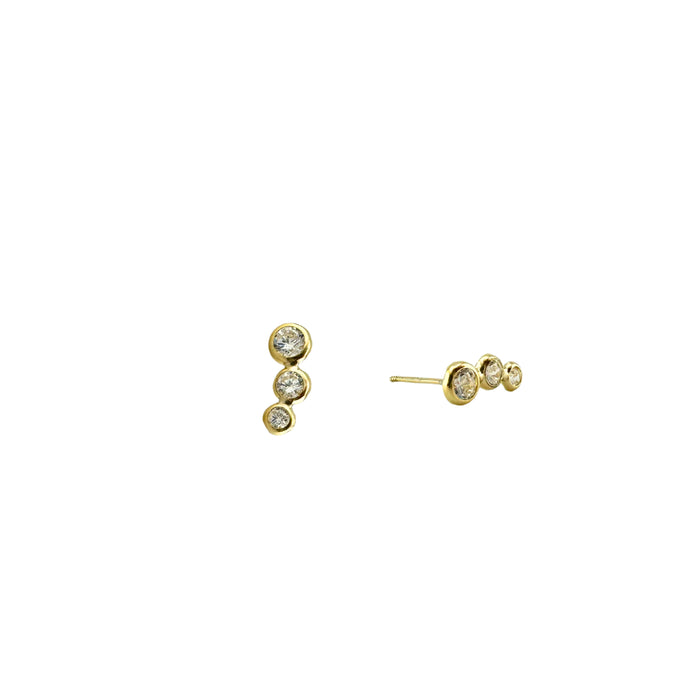 Constellation Stone Trio Stud Earrings in 10K Gold