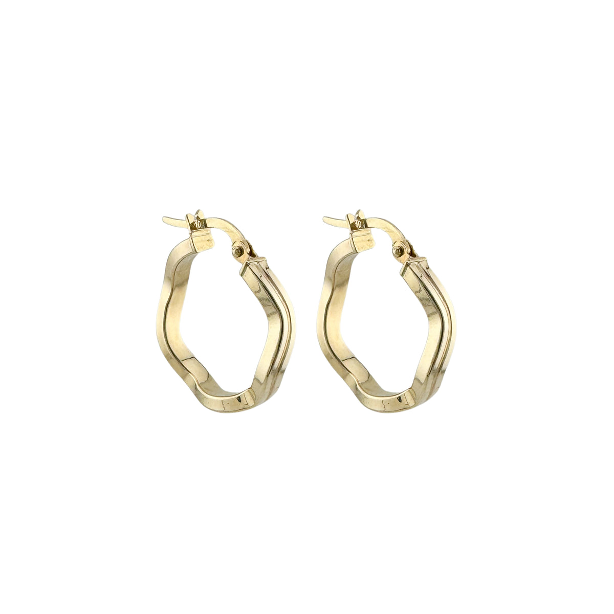 10K Yellow Gold Double Wavy Hoop Earrings