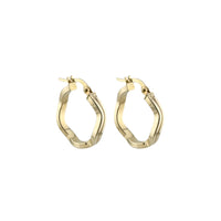 10K Yellow Gold Double Wavy Hoop Earrings