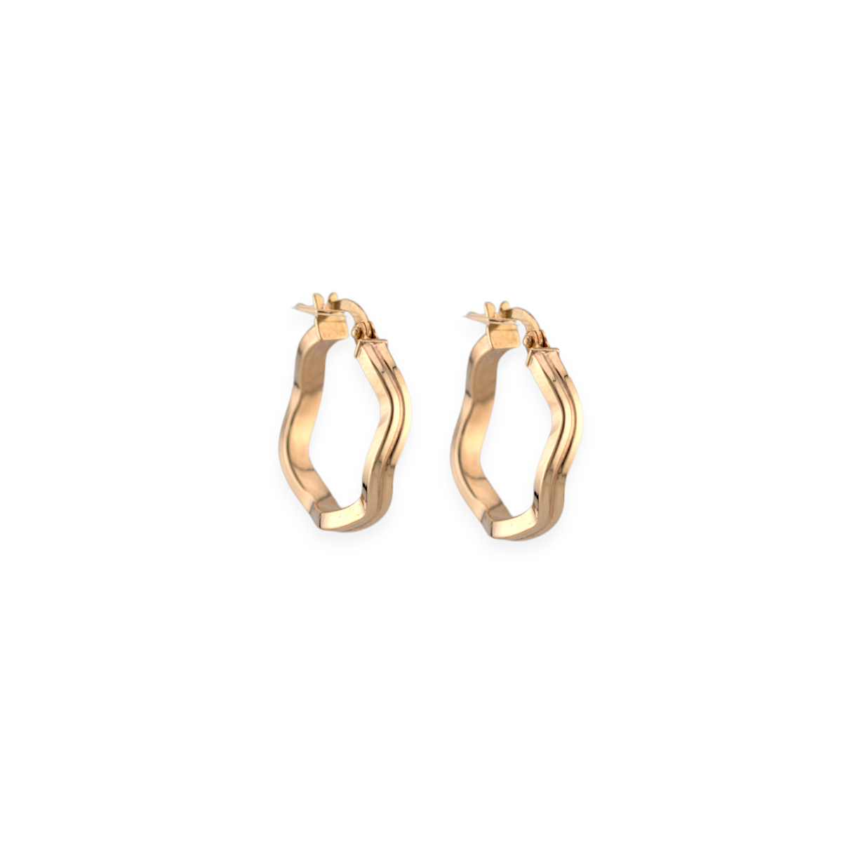 10K Yellow Gold Double Wavy Hoop Earrings