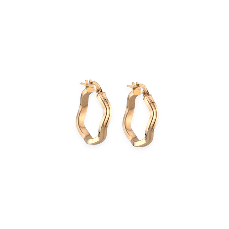 10K Yellow Gold Double Wavy Hoop Earrings