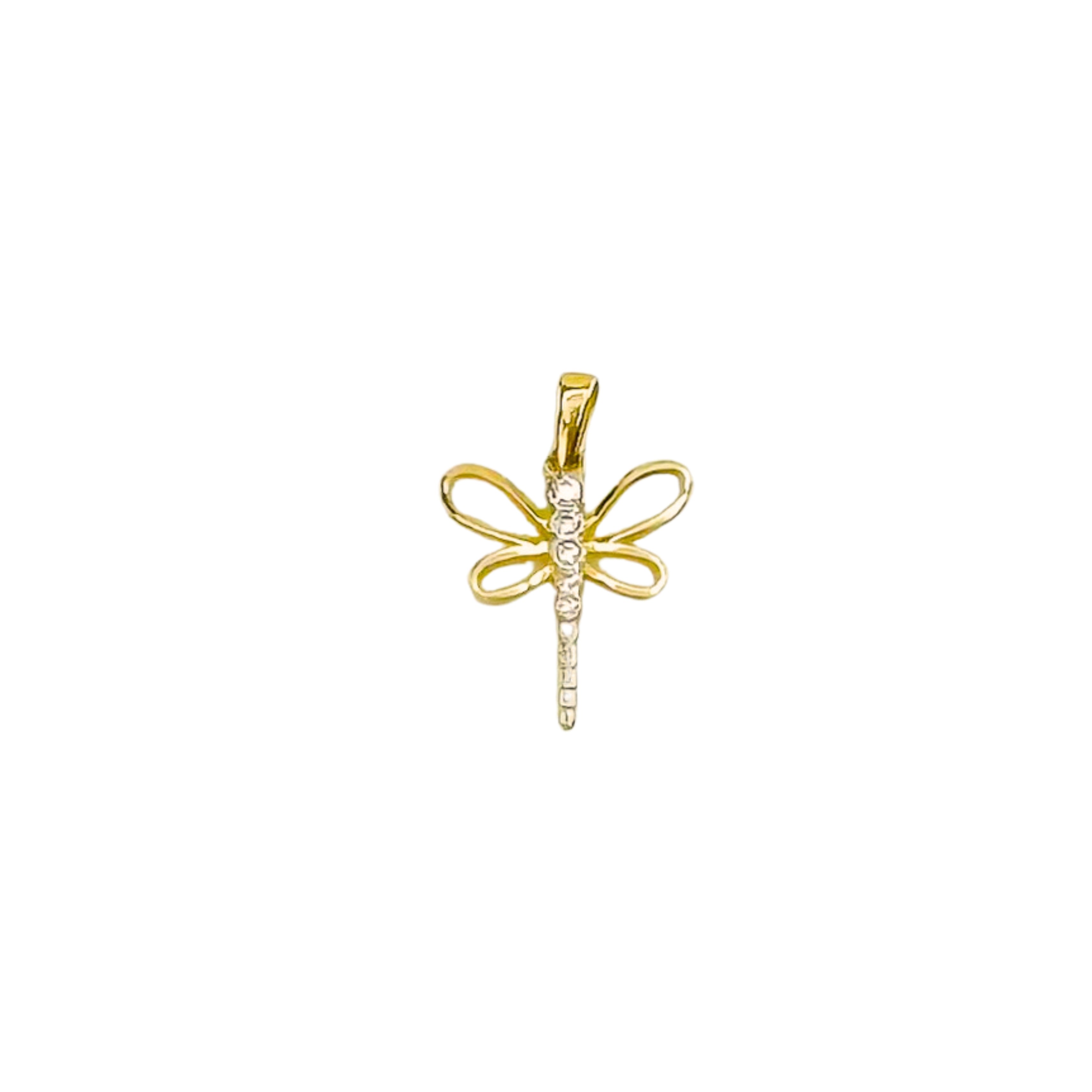 Hot 10k Yellow Gold Dragonfly Pendant Charm