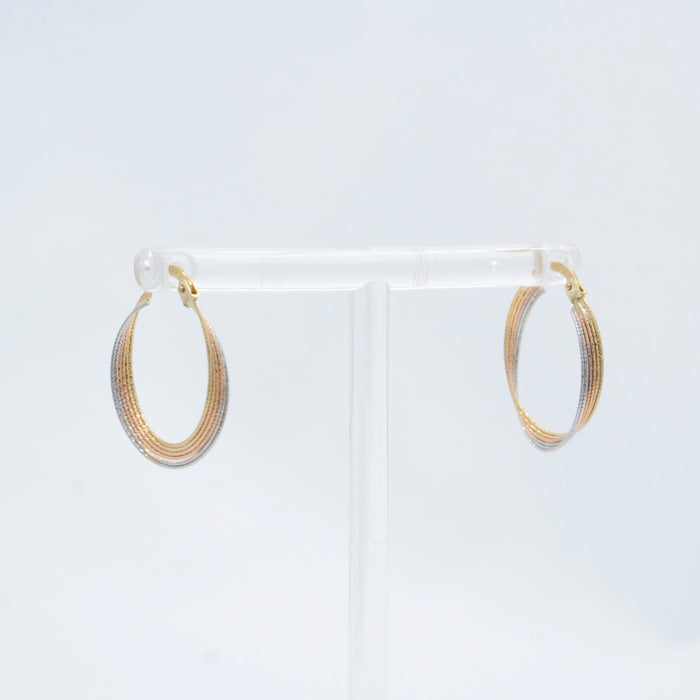 Single Twist Hoop Earrings in 10k Tricolor Gold