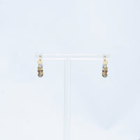 Huggie Earrings with Tricolor Pendants in 10k Gold