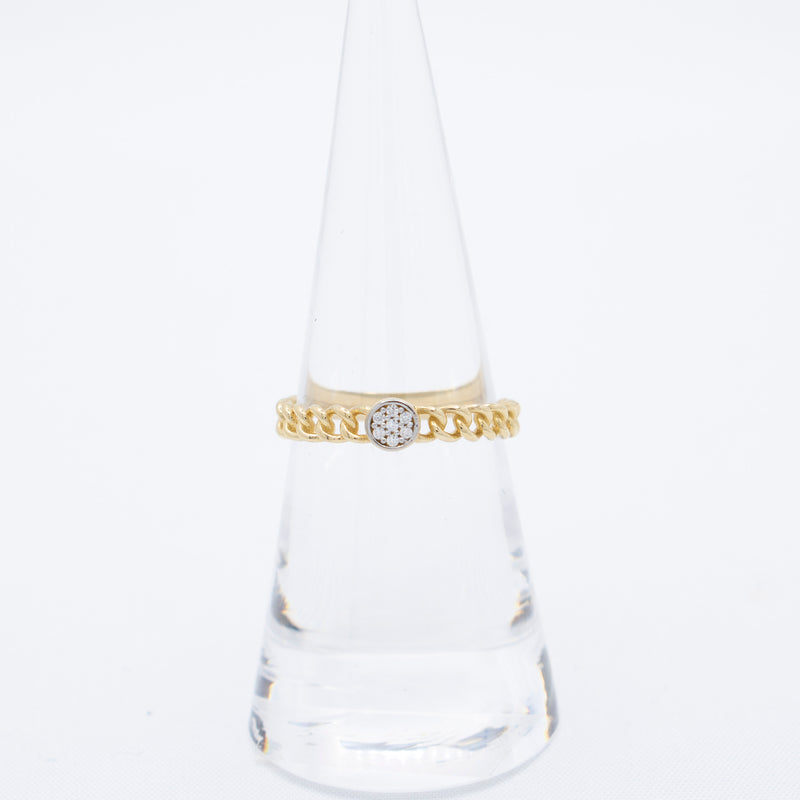 10K Gold Cuban Link Ring with Zirconia