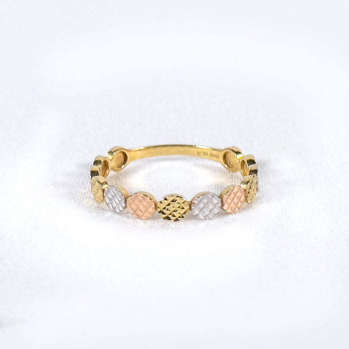 Faceted Beads Eternity Ring in 10k Tricolor Gold