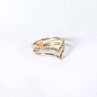 Stacking V-Shape Ring with Gemstones in 10k Gold