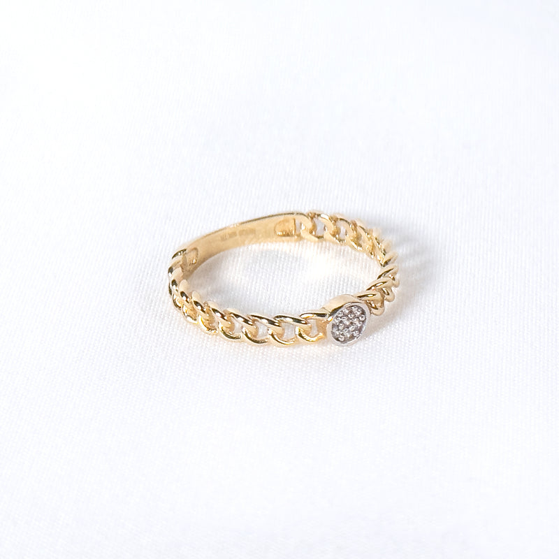 10K Gold Cuban Link Ring with Zirconia