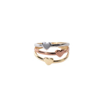 Hearts Ring in White, Yellow and Rose 10k Gold