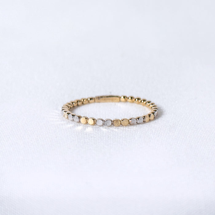 Faceted Beads Eternity Ring in White and Yellow 10k Gold