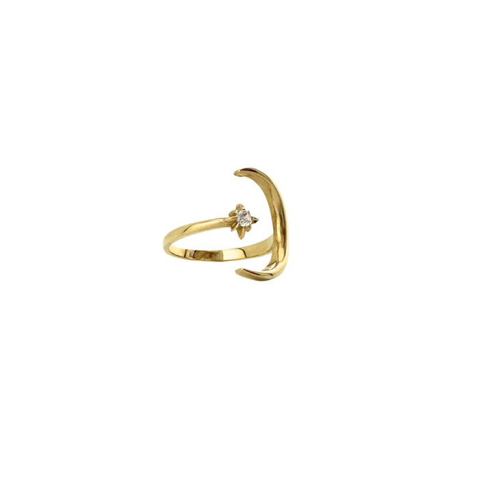 Half Moon and Star Ring in 10K Gold