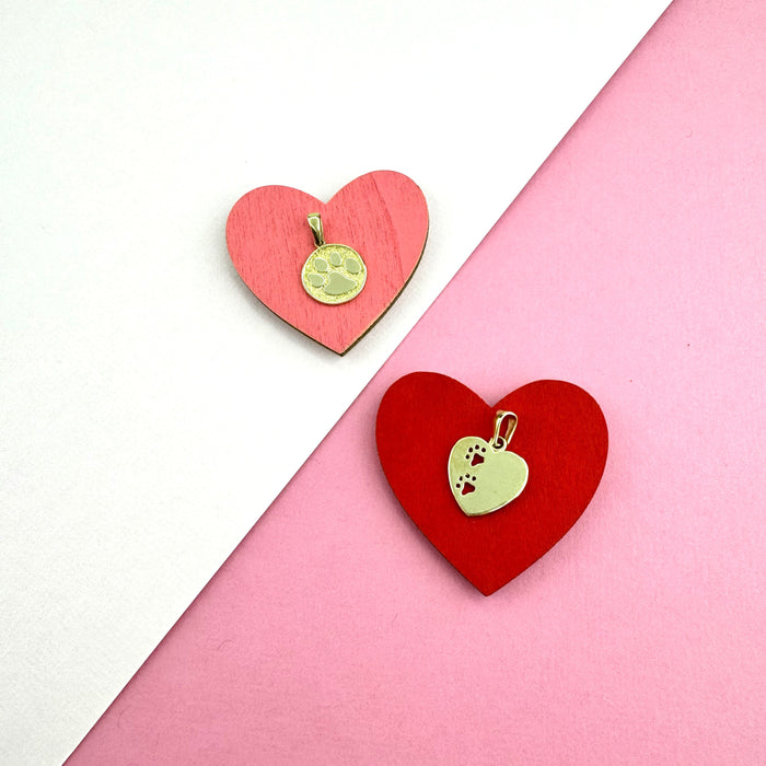 Heart with Pawprints Charm in 10k Gold