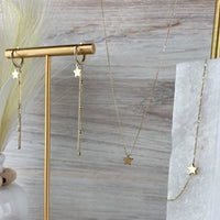 Star Double Chain Dangle Earrings in 10k Gold