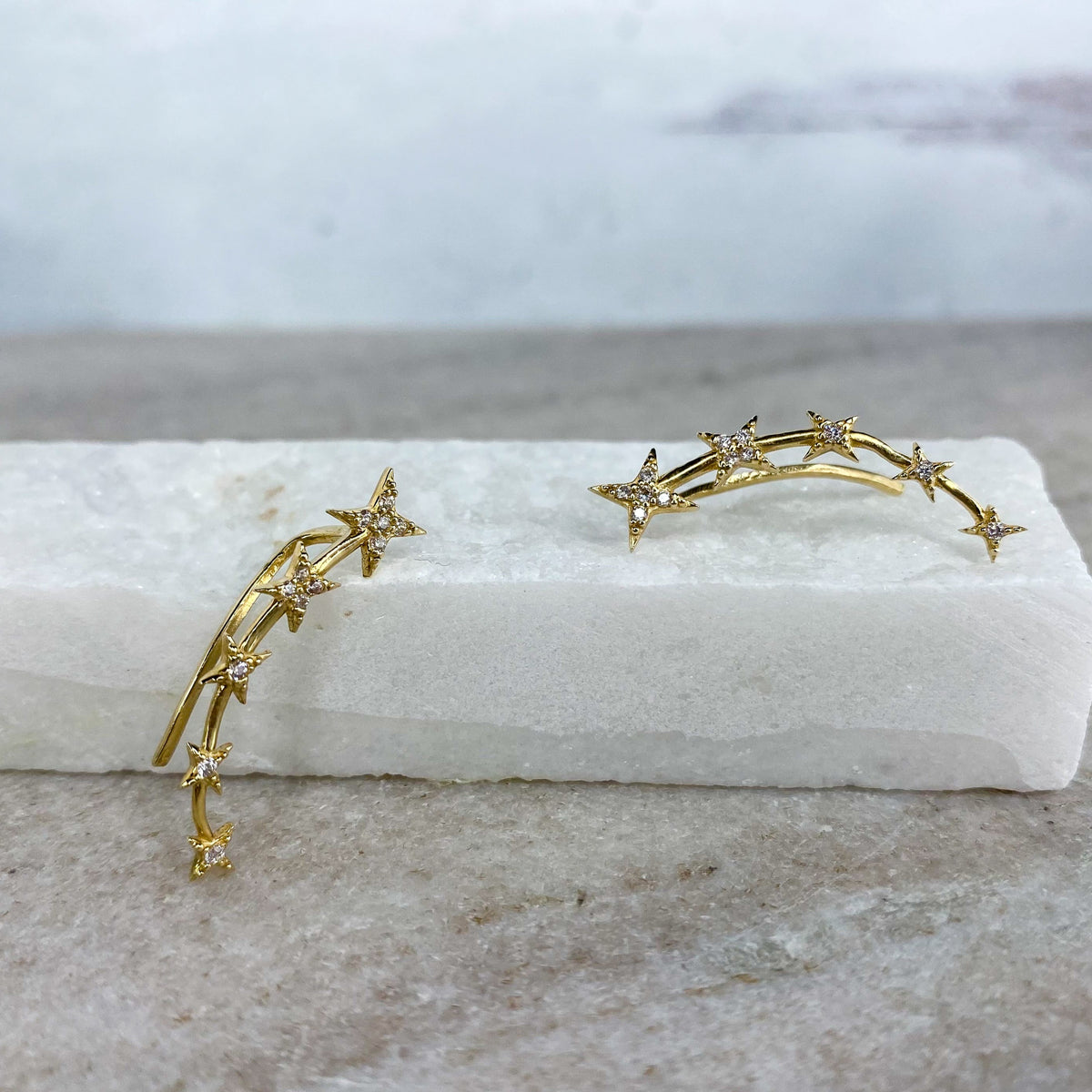 10K Gold Shooting Star Crawler Earrings