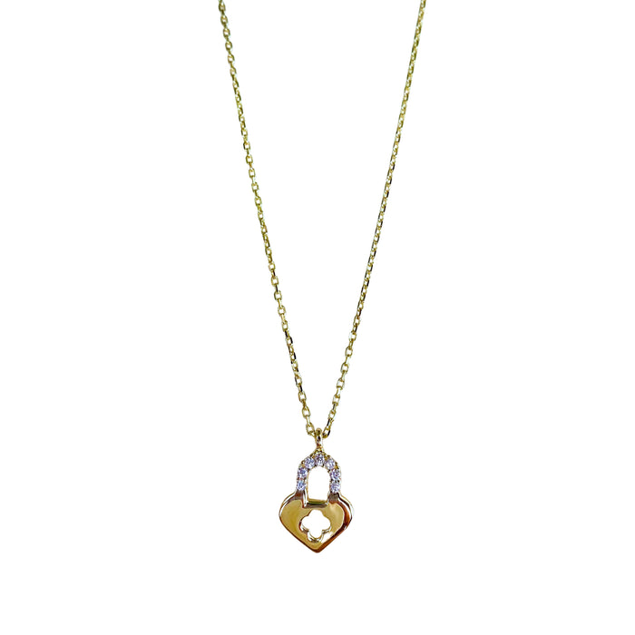 Lock Heart Pendant Necklace in 10k Gold