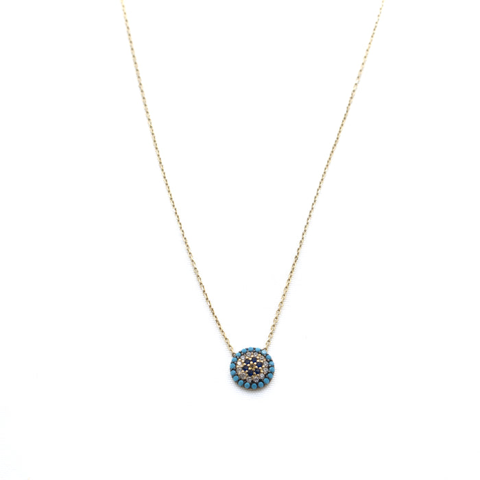 paved evil eye gold necklace