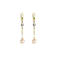 10K Gold Bezel Dolphin Drop Earrings