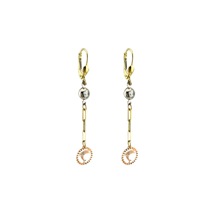 10K Gold Bezel Dolphin Drop Earrings