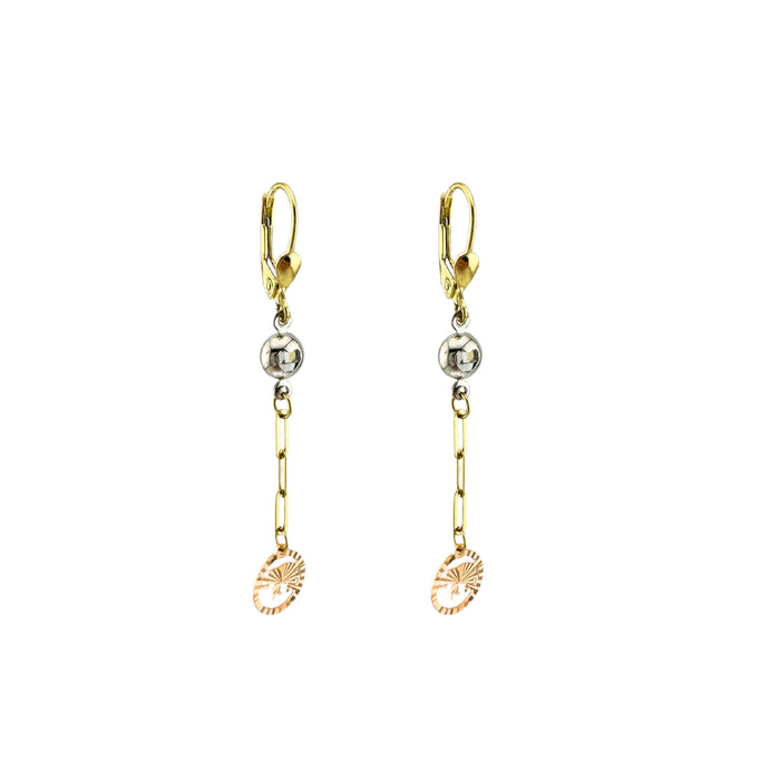 Bezel Elephant Drop Earrings in 10K Gold