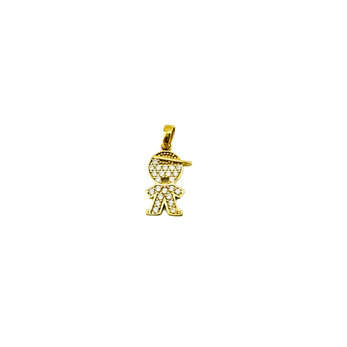 Little Boy Pave Charm in 10K Gold