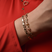 10K Gold Bracelet with Heart-Shaped Gemstones