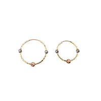 Diamond Cut Spheres Hoops in 10K Tricolor Gold