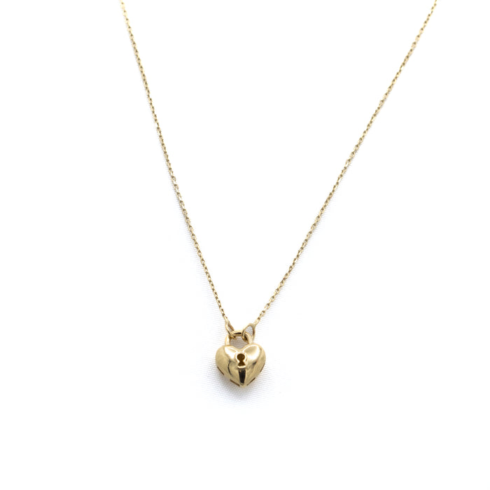 dome lock heart necklace gold