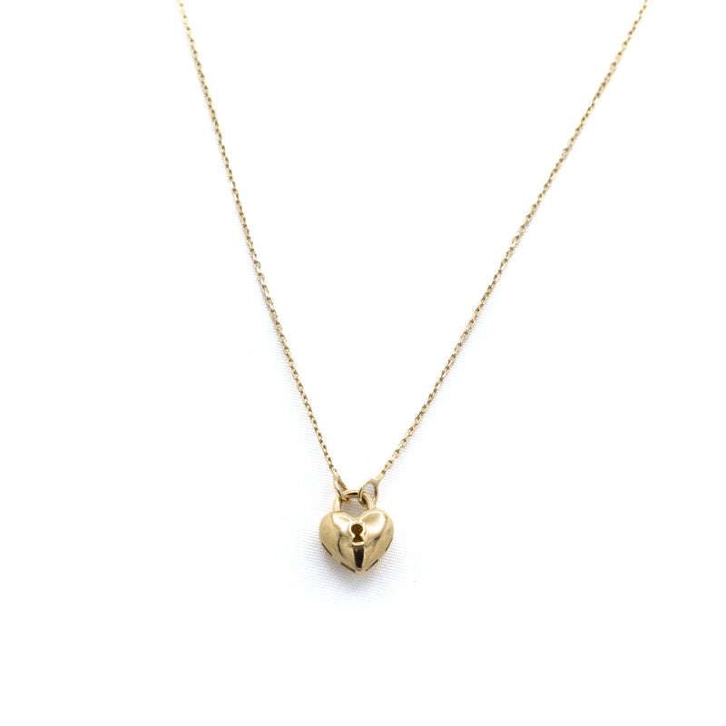 dome lock heart necklace gold