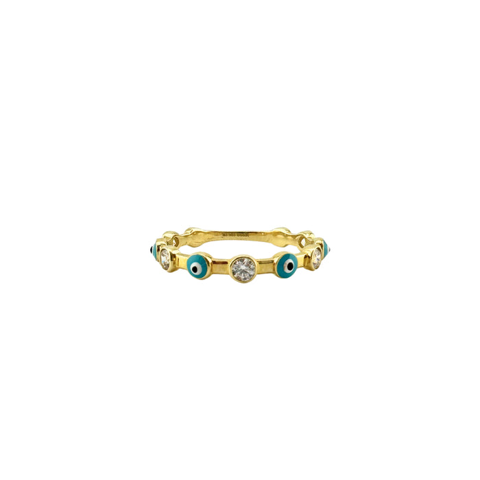 Evil Eye Stones Ring in 10K Gold