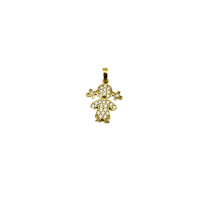 Little Girl Pave Charm in 10K Gold