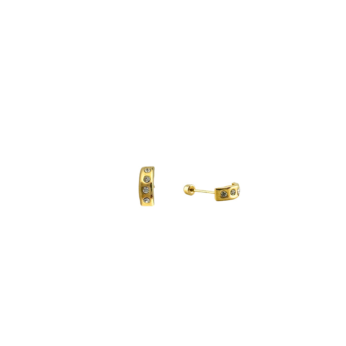 Half Hoop Stone Stud Earrings in 10K Gold