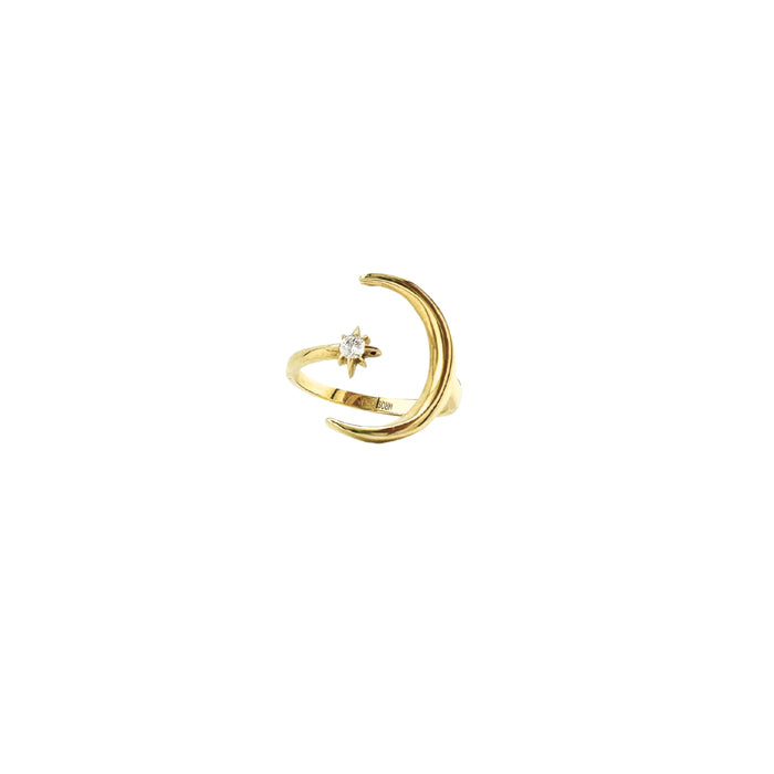 Half Moon and Star Ring in 10K Gold