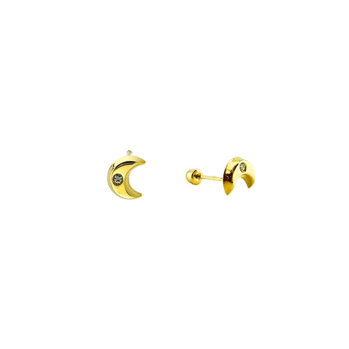 Half Moon Stud Earrings in 10K Gold